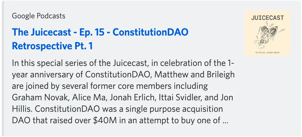 ConstitutionDAO podcast