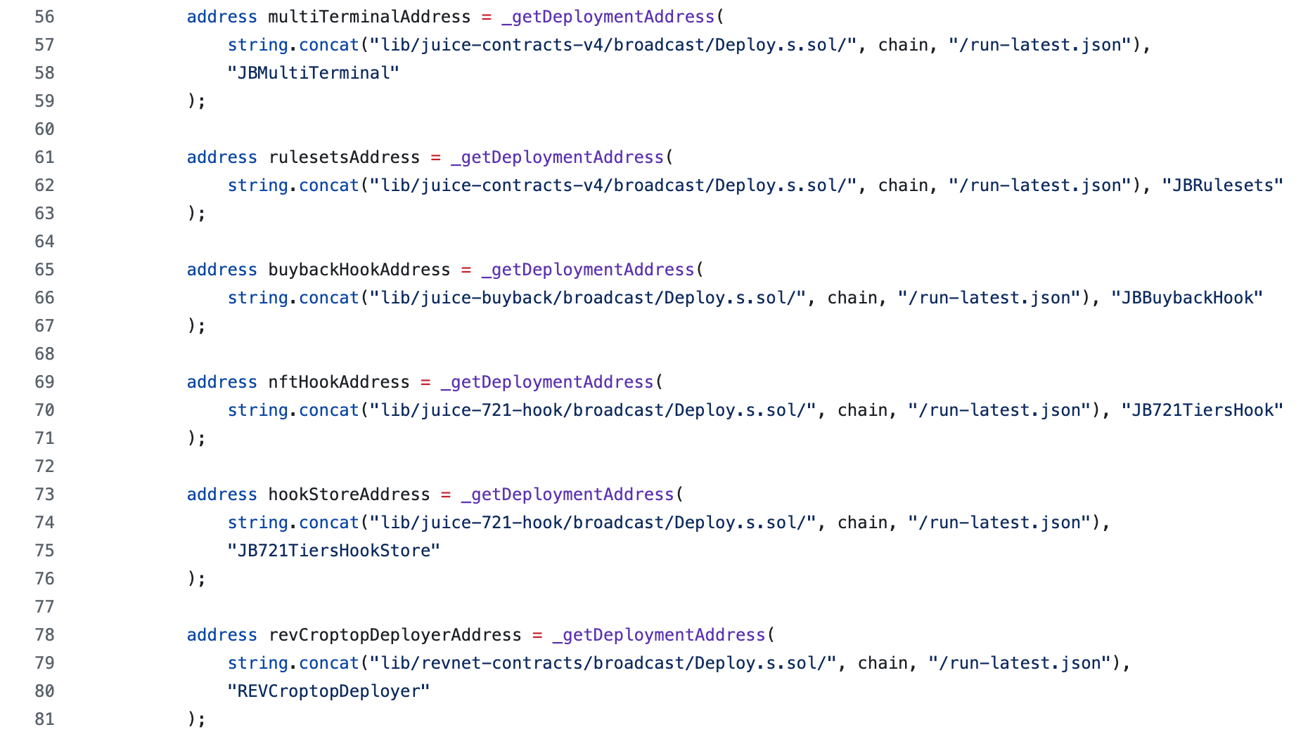 Load the addresses of components