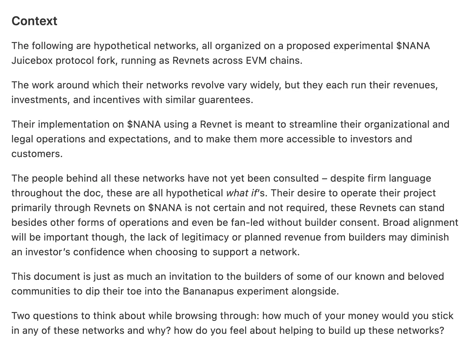 context of Revnet networks