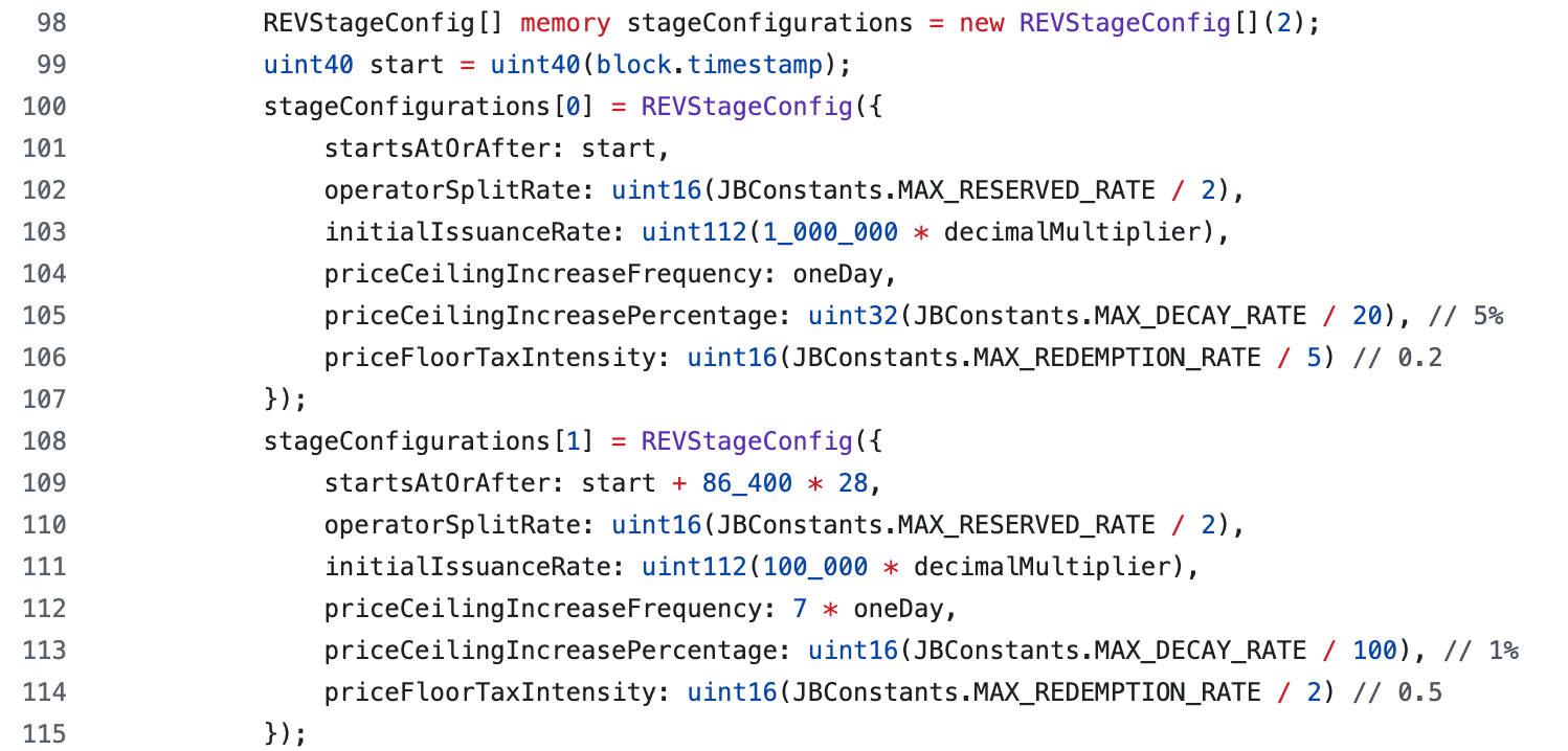 configure stages for revnet