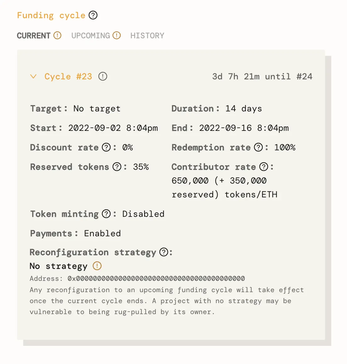 Funding cycle configuration for the Lexicon Devils Juicebox Project