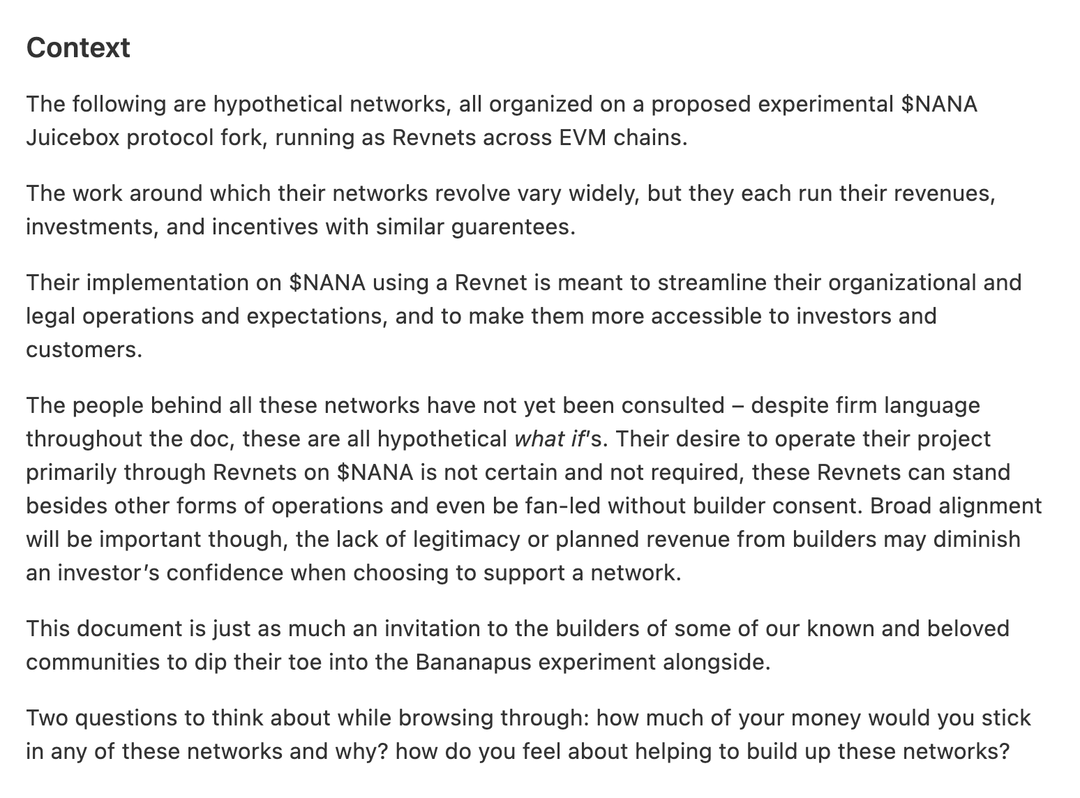 context of Revnet networks