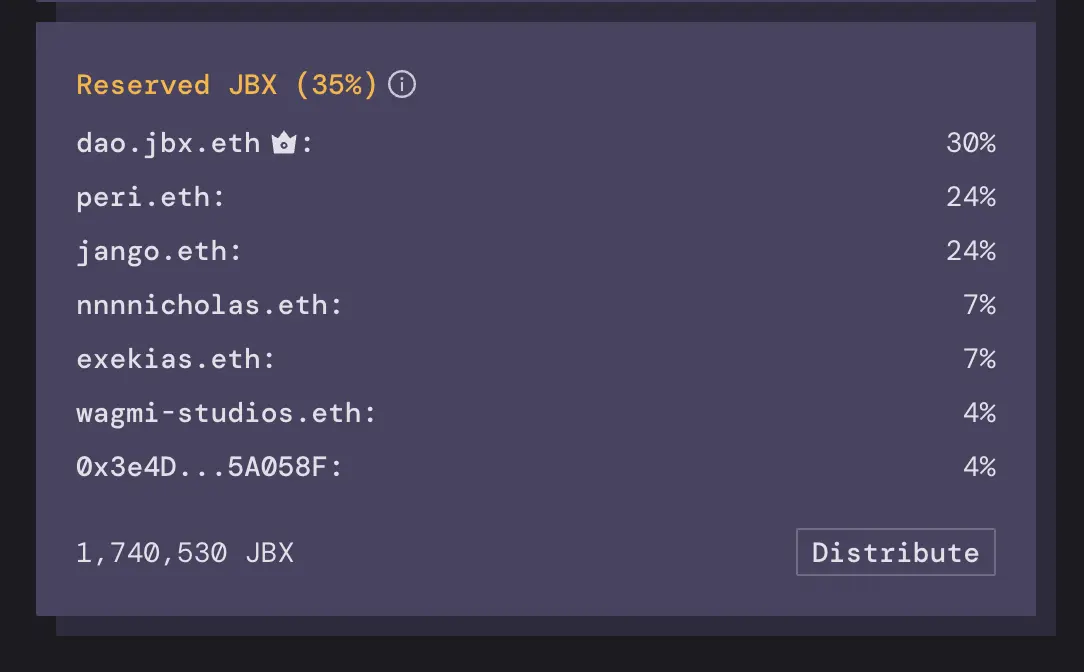 reserved jbx distribution