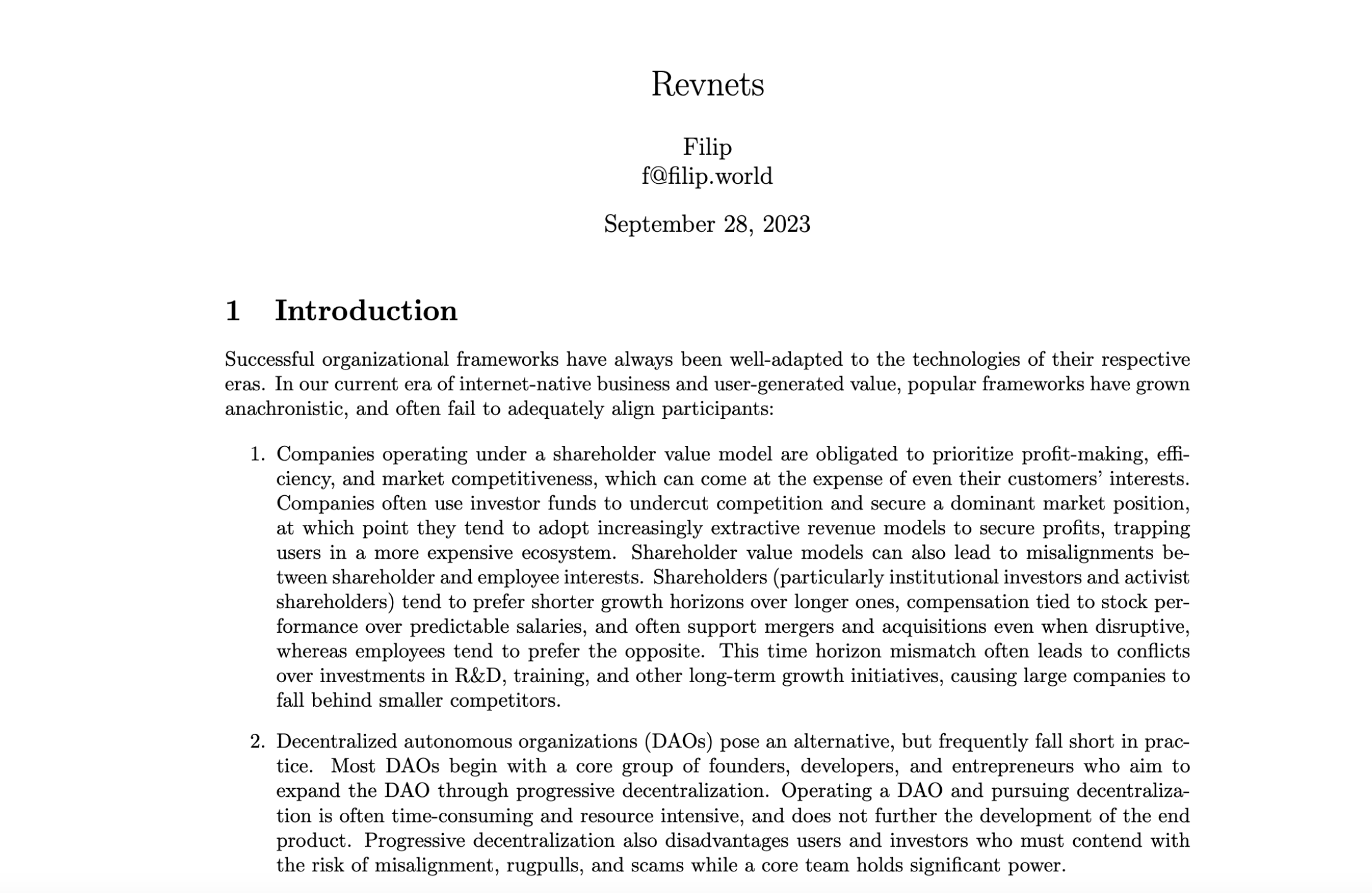 Paper of Revnets by Filipv