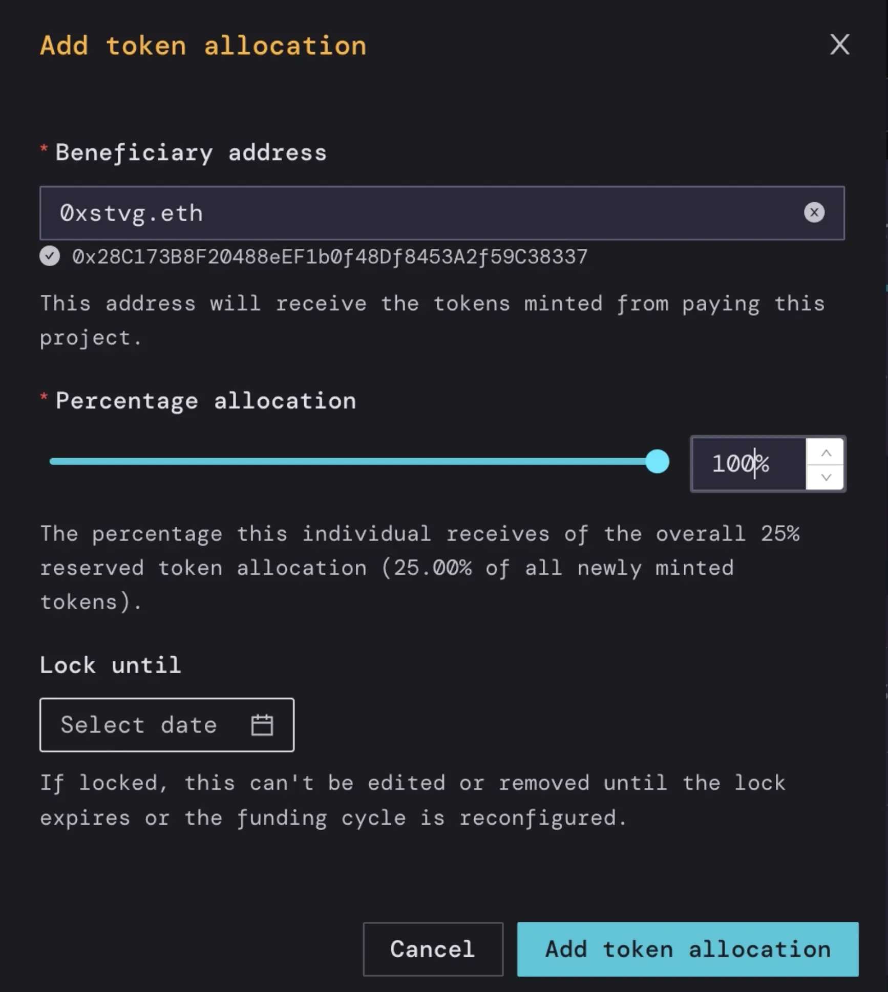 token allocation